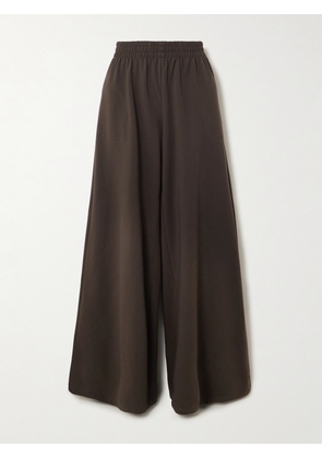 Norma Kamali - Stretch-cotton Jersey Wide-leg Track Pants - Brown - xx small,x small,small,medium,large,x large