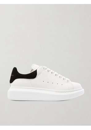 MCQUEEN - Suede-trimmed Leather Exaggerated-sole Sneakers - White - IT34,IT34.5,IT35,IT35.5,IT36,IT36.5,IT37,IT37.5,IT38,IT38.5,IT39,IT39.5,IT40,IT40.5,IT41,IT41.5,IT42