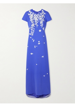 Carolina Herrera - Appliquéd Embellished Crepe Gown - Blue - US0,US2,US4,US6,US8,US10