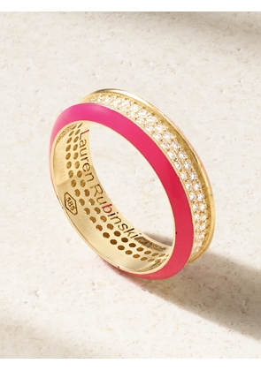 Lauren Rubinski - 14-karat Gold, Enamel And Diamond Ring - Pink - 52,54