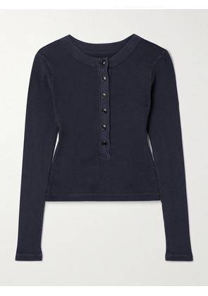 Citizens of Humanity - Varra Ribbed Jersey Henley Top - Blue - x small,small,medium,large,x large