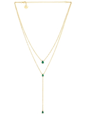 BRACHA Esmeralda Lariat Necklace in Metallic Gold.