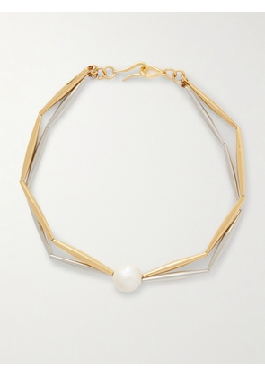 TOHUM - Helia Duo Gold- And Silver-plated Pearl Necklace - One size