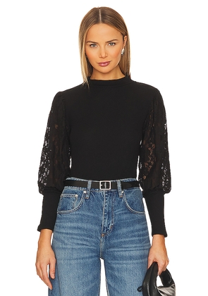 Bobi Lace Long Sleeve Sweater in Black. Size L. Also in S, M.