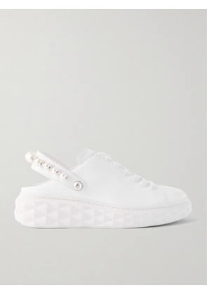 Jimmy Choo - Faux Pearl-embellished Leather Slingback Sneakers - White - IT36,IT36.5,IT37,IT37.5,IT38,IT38.5,IT39,IT39.5,IT40,IT40.5,IT41,IT41.5,IT42