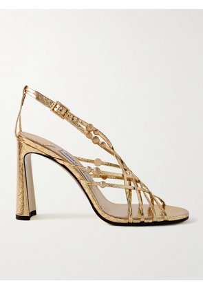 Jimmy Choo - Felice 95 Embellished Metallic Snake-effect Leather Sandals - Gold - IT36,IT36.5,IT37,IT37.5,IT38,IT38.5,IT39,IT39.5,IT40,IT40.5,IT41,IT41.5,IT42