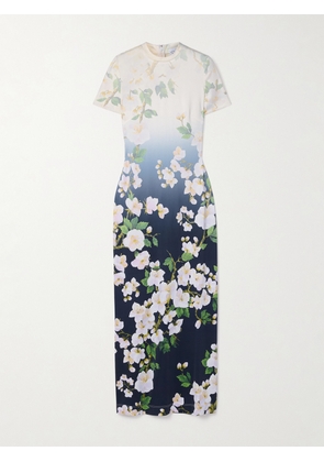 Oscar de la Renta - Floral-print Ombré Jersey Maxi Dress - Blue - US0,US2,US4,US6,US8,US10,US12,US14