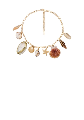 Ettika Private Island Assorted Shell Necklace in Metallic Gold.
