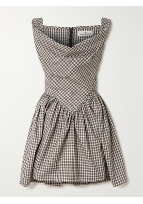 Vivienne Westwood - Mini Sunday Draped Pleated Checked Cotton-poplin Mini Dress - Multi - IT36,IT38,IT40,IT42,IT44,IT46,IT48