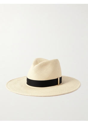 Gigi Burris - Jeanne Embellished Cotton Felt-trimmed Straw Fedora - Neutrals - One size