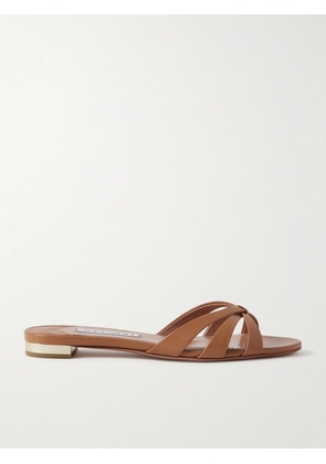 Aquazzura - Tati Leather Slides - Brown - IT36,IT36.5,IT37,IT37.5,IT38,IT38.5,IT39,IT39.5,IT40,IT40.5,IT41,IT41.5,IT42
