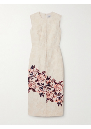 Erdem - Embroidered Cotton And Linen-blend Midi Dress - Ivory - UK 6,UK 8,UK 10,UK 12,UK 14,UK 16