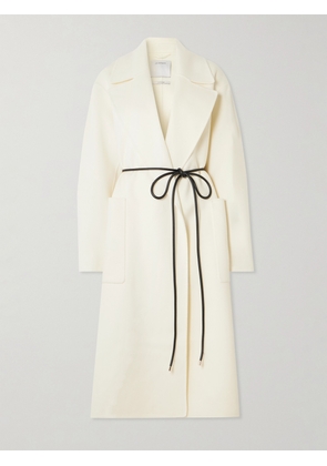 Sportmax - Abate Leather-trimmed Wool-felt Coat - Ecru - UK 4,UK 6,UK 8,UK 10,UK 12,UK 14,UK 16