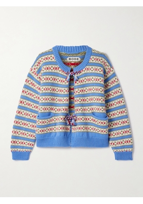 BODE - Wedgewood Jacquard-knit Wool Cardigan - Blue - x small,small,medium,large,x large
