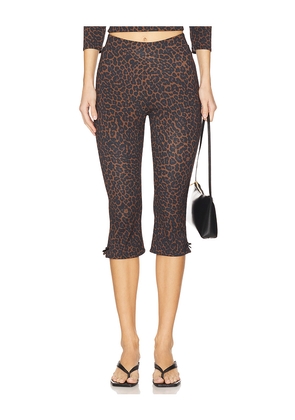 GUIZIO x REVOVLE Caria Capri Printed Pants in Brown. Size L. Also in S.