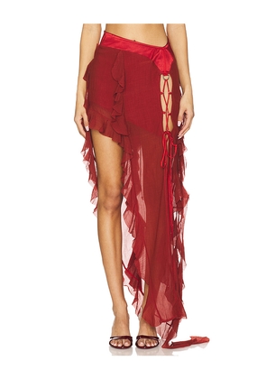 AMOR MIA Tear Maxi Skirt in Red. Size S. Also in XS.