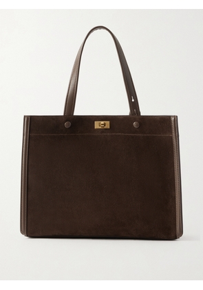 Anya Hindmarch - Mortimer Small Leather And Perforated Suede Tote - Brown - One size