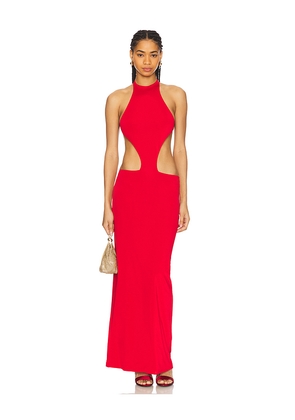 Ceren Ocak Cut-out Jersey Dress in Red. Size L. Also in S.