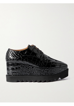 Stella McCartney - Elyse Croc-effect Vegetarian Platform Brogues - Black - IT36,IT37,IT38,IT38.5,IT39,IT40