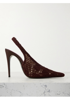 Magda Butrym - Leather-trimmed Crocheted Mesh Slingback Pumps - Brown - IT36,IT37,IT38,IT39,IT40,IT41