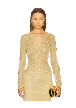 Cult Gaia Kash Knit Cardigan in Metallic Gold. Size M. Also in S.