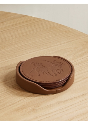 Ralph Lauren Home - Garrett Set Of Four Debossed Leather Coasters - Brown - One size