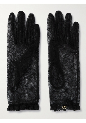 Valentino Garavani - Vlogo Embellished Lace Gloves - Black - 6,7,8,9