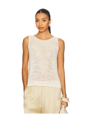 Enza Costa Linen Open Knit Tank Top in Beige. Size S. Also in XS.