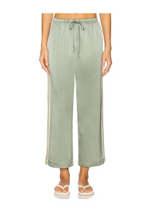 DONNI. Silk Stripe Crop Pant in Sage. Size L. Also in S.