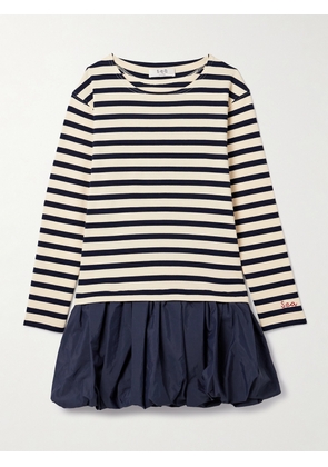Sea - Athena Striped Cotton-jersey And Gathered Shell Mini Dress - Blue - xx small,x small,small,medium,large,x large