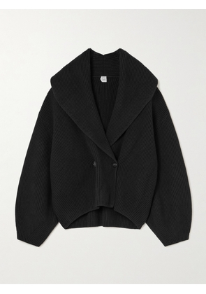 TOTEME - Oversized Ribbed Wool Cardigan - Black - x small,small,medium,large,x large
