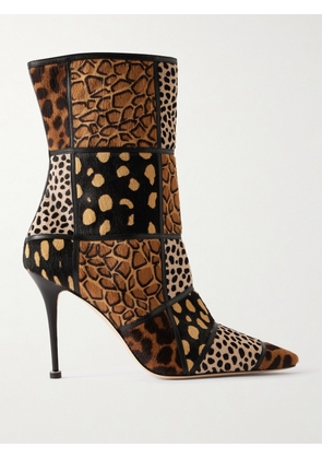 Manolo Blahnik - Trulona 50 Leather-trimmed Patchwork Animal-print Calf Hair Ankle Boots - Animal print - IT36,IT36.5,IT37,IT37.5,IT38,IT38.5,IT39,IT39.5,IT40,IT40.5,IT41,IT41.5,IT42