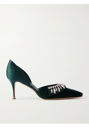 Manolo Blahnik - Tulidor 70 Crystal-embellished Velvet Pumps - Green - IT36,IT36.5,IT37,IT37.5,IT38,IT38.5,IT39,IT39.5,IT40,IT40.5,IT41,IT41.5,IT42