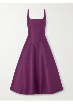Emilia Wickstead - Letisha Textured-satin Midi Dress - Purple - UK 4,UK 6,UK 8,UK 10,UK 12,UK 14,UK 16,UK 18