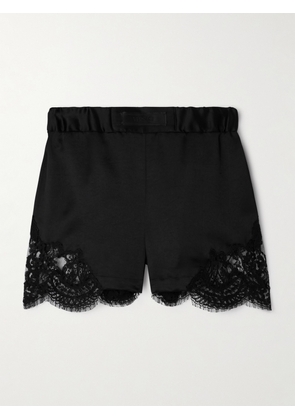 Versace - Lace-paneled Satin Shorts - Black - IT36,IT38,IT40,IT42,IT44,IT46,IT48