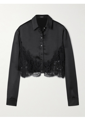Versace - Lace-trimmed Satin Shirt - Black - IT36,IT38,IT40,IT42,IT44,IT46,IT48