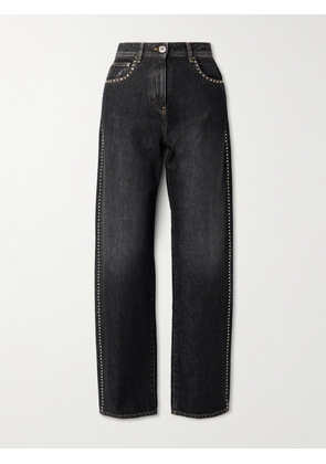 Versace - Embellished High-rise Straight-leg Jeans - Black - 25,26,27,28,29,30,31,32,33