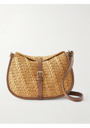 Etro - Pony Medium Leather-trimmed Raffia Shoulder Bag - Brown - One size