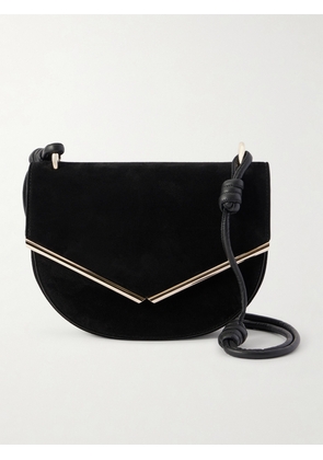Aquazzura - Galerie Leather-trimmed Suede Shoulder Bag - Black - One size