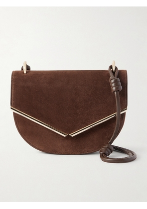 Aquazzura - Galerie Leather-trimmed Suede Shoulder Bag - Brown - One size