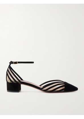 Aquazzura - Alana 35 Suede-trimmed Mesh Pumps - Black - IT35,IT36,IT36.5,IT37,IT37.5,IT38,IT38.5,IT39,IT39.5,IT40,IT40.5,IT41,IT41.5,IT42