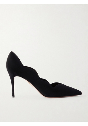 Aquazzura - Petal 85 Scalloped Suede Pumps - Black - IT36,IT36.5,IT37,IT37.5,IT38,IT38.5,IT39,IT39.5,IT40,IT40.5,IT41,IT41.5,IT42