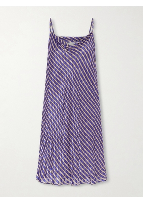 Dries Van Noten - Draped Striped Satin And Chiffon Midi Dress - Purple - FR 34,FR 36,FR 38,FR 40,FR 42,FR 44