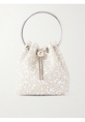 Jimmy Choo - Bon Bon Faux Pearl-embellished Tulle Bucket Bag - Ivory - One size