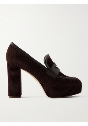 Gianvito Rossi - Deauville 70 Leather-trimmed Corduroy Platform Pumps - Brown - IT36,IT36.5,IT37,IT37.5,IT38,IT38.5,IT39,IT39.5,IT40,IT40.5,IT41,IT41.5,IT42