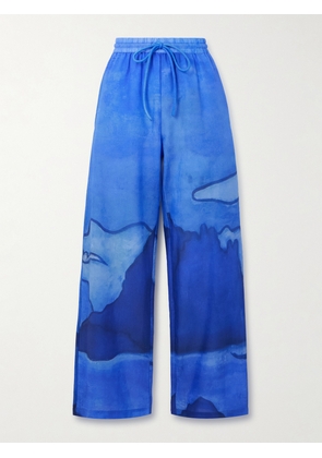 Donde Esteban - Es Vedra Printed Cotton-voile Wide-leg Pants - Blue - x small,small,medium,large,x large