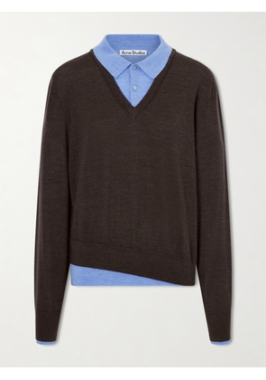 Acne Studios - Layered Wool Polo Sweater - Brown - xx small,x small,small,medium,large
