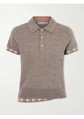 Acne Studios - Layered Checked Wool Polo Shirt - Brown - xx small,x small,small,medium,large