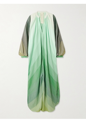 Marrakshi Life - The Touareg Striped Dégradé Cotton-blend Maxi Dress - Green - xx small,x small,small,medium,large,x large,xx large