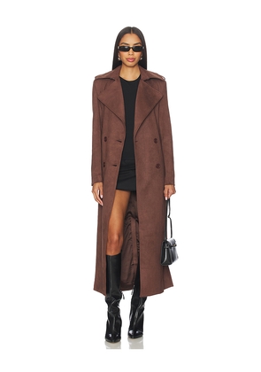 Bardot Kira Faux Suede Trench Coat in Brown. Size 10. Also in 2, 4, 6, 8, 12.